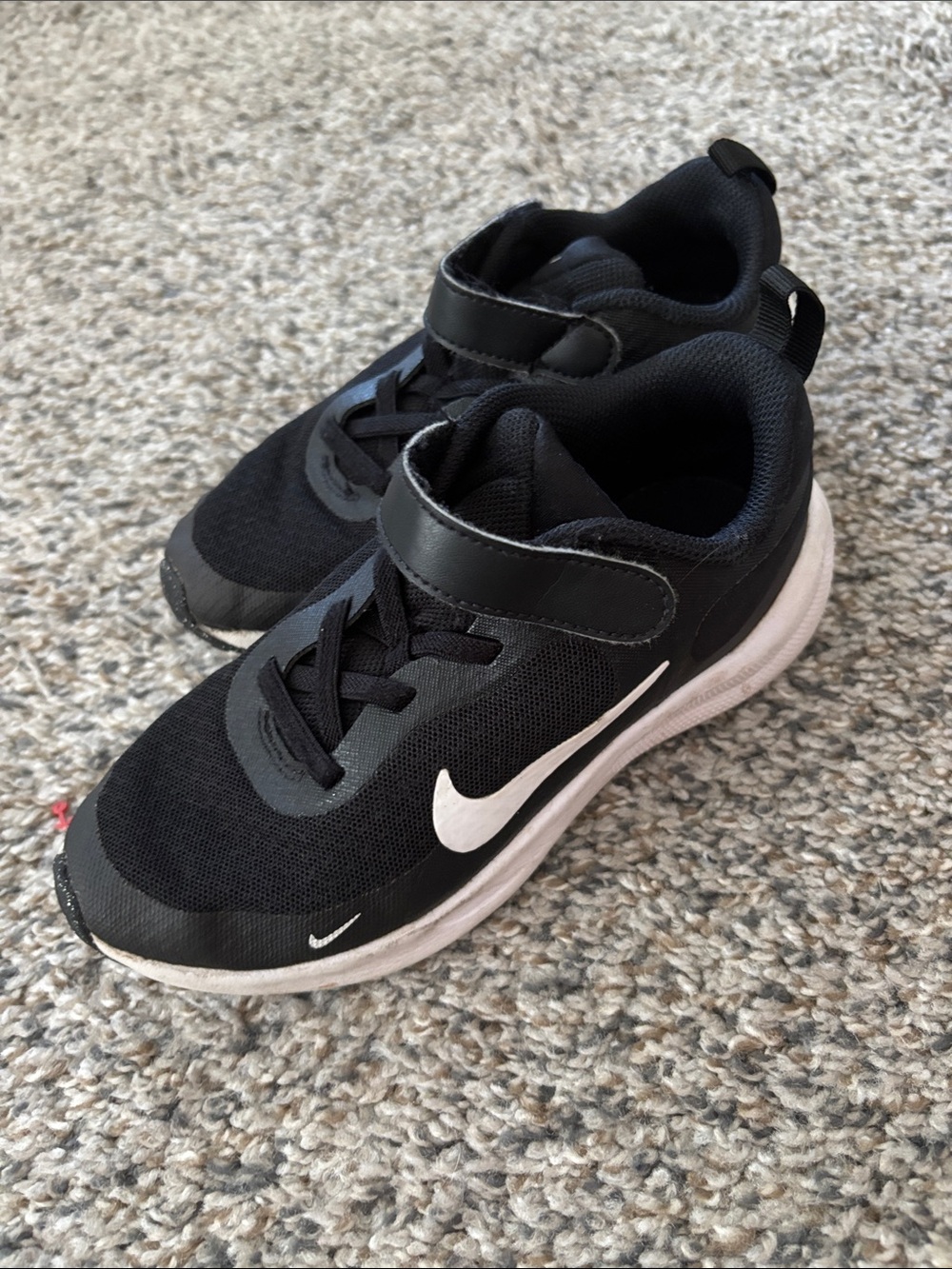 Nike Kids Black and White Velcro Athletic Sneakers